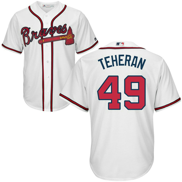 YOUTH Atlanta Braves #49 Julio Teheran Home White Cool Base Jersey