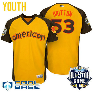 YOUTH 2016 All-Star American Baltimore Orioles Zach Britton #53 Yellow Cool Base Jersey