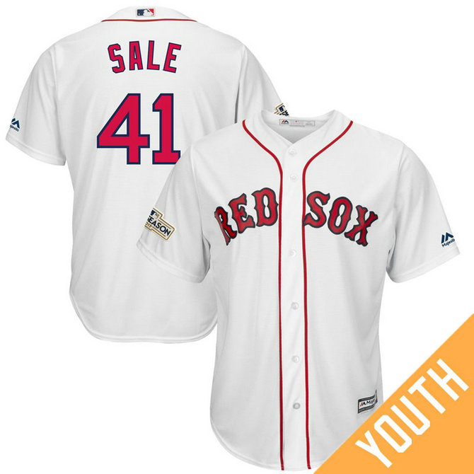 YOUTH Chris Sale #41 Boston Red Sox 2017 Postseason White Cool Base Jersey YOUTH Chris Sale #41 Boston Red Sox 2017 Postseason White Cool Base Jersey