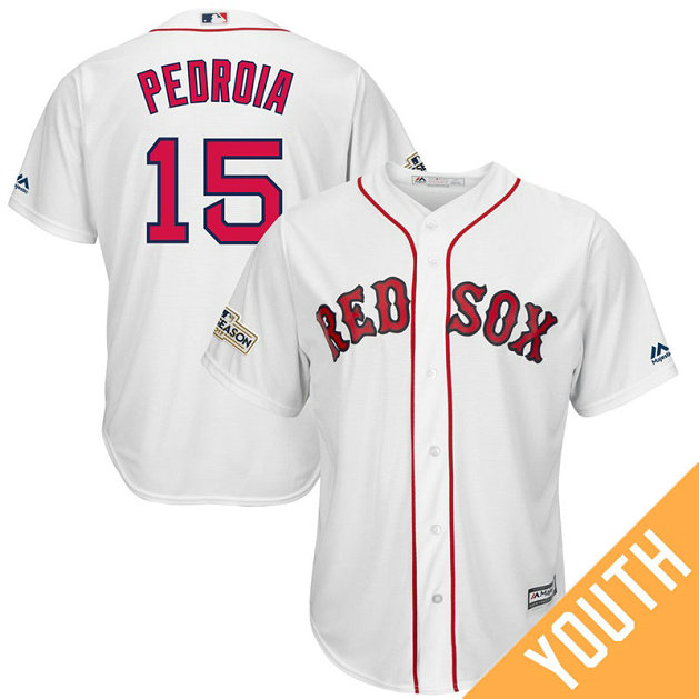 YOUTH Dustin Pedroia #15 Boston Red Sox 2017 Postseason White Cool Base Jersey YOUTH Dustin Pedroia #15 Boston Red Sox 2017 Postseason White Cool Base Jersey