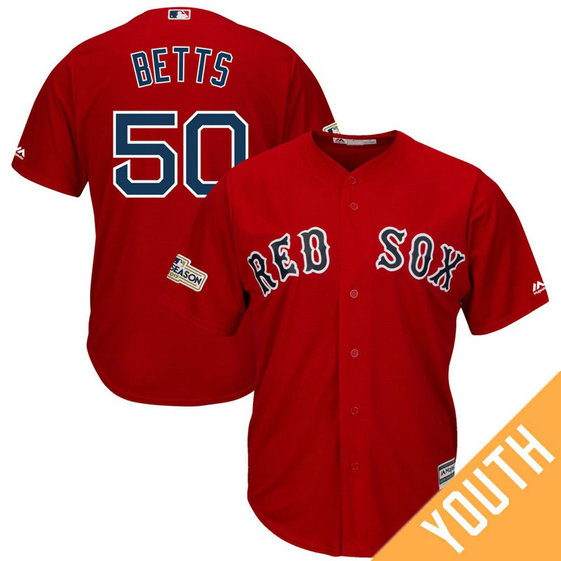 YOUTH Mookie Betts #50 Boston Red Sox 2017 Postseason Scarlet Cool Base Jersey YOUTH Mookie Betts #50 Boston Red Sox 2017 Postseason Scarlet Cool Base Jersey