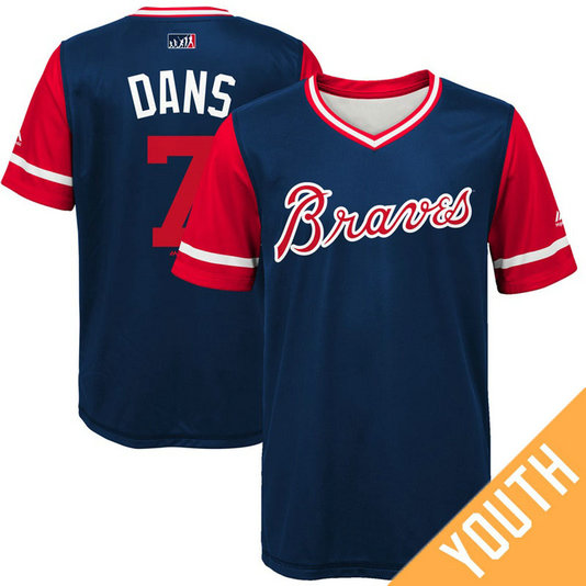 YOUTH Atlanta Braves Dansby Swanson #7 Dans Navy Nickname 2017 Little League Players Weekend Jersey YOUTH Atlanta Braves Dansby Swanson #7 Dans Navy Nickname 2017 Little League Players Weekend Jersey