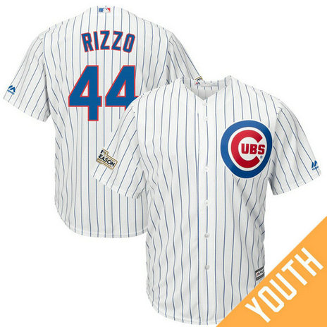 YOUTH Anthony Rizzo #44 Chicago Cubs 2017 Postseason White Cool Base Jersey YOUTH Anthony Rizzo #44 Chicago Cubs 2017 Postseason White Cool Base Jersey