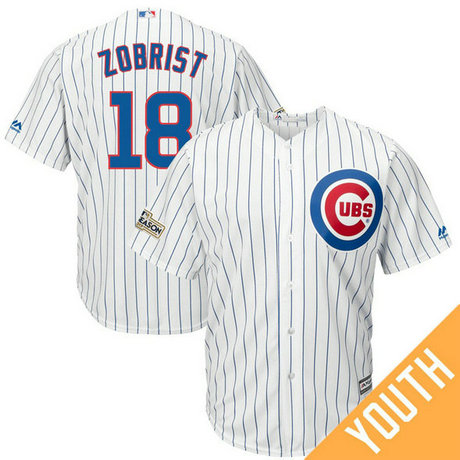 YOUTH Ben Zobrist #18 Chicago Cubs 2017 Postseason White Cool Base Jersey YOUTH Ben Zobrist #18 Chicago Cubs 2017 Postseason White Cool Base Jersey