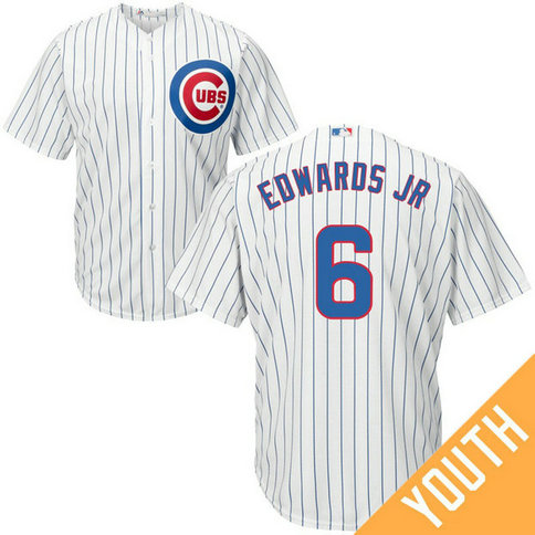 YOUTH Chicago Cubs #6 Carl Edwards Jr Home White Cool Base Jersey