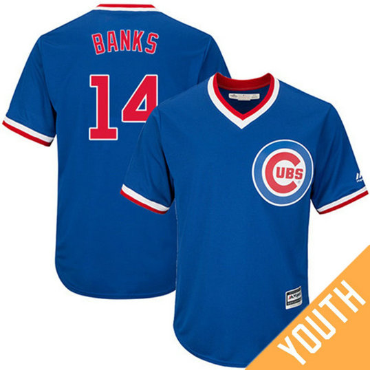 YOUTH Ernie Banks #14 Chicago Cubs Replica Cooperstown Royal Cool Base Jersey YOUTH Ernie Banks #14 Chicago Cubs Replica Cooperstown Royal Cool Base Jersey