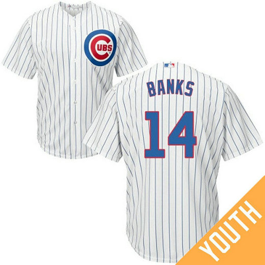 YOUTH Ernie Banks #14 Chicago Cubs Authentic Home White Cool Base Jersey YOUTH Ernie Banks #14 Chicago Cubs Authentic Home White Cool Base Jersey