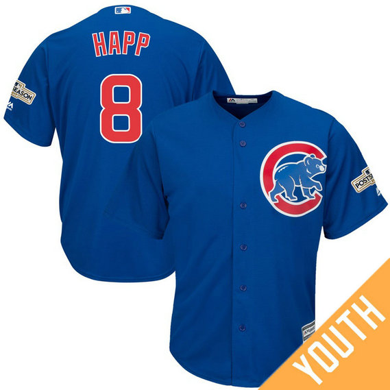 YOUTH Ian Happ #8 Chicago Cubs 2017 Postseason Royal Cool Base Jersey YOUTH Ian Happ #8 Chicago Cubs 2017 Postseason Royal Cool Base Jersey