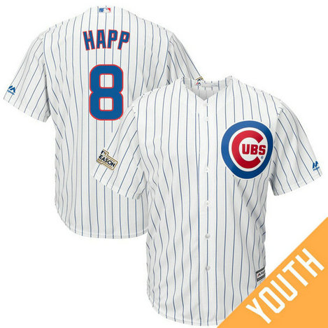 YOUTH Ian Happ #8 Chicago Cubs 2017 Postseason White Cool Base Jersey YOUTH Ian Happ #8 Chicago Cubs 2017 Postseason White Cool Base Jersey