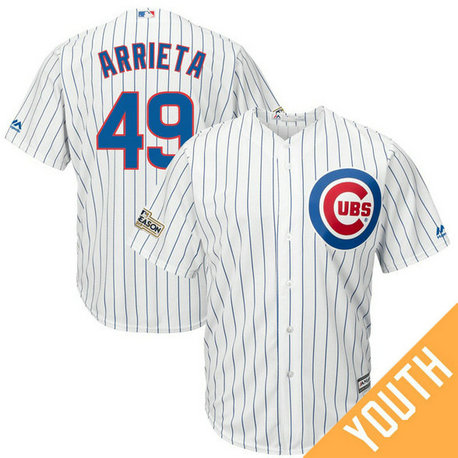 YOUTH Jake Arrieta #49 Chicago Cubs 2017 Postseason White Cool Base Jersey YOUTH Jake Arrieta #49 Chicago Cubs 2017 Postseason White Cool Base Jersey