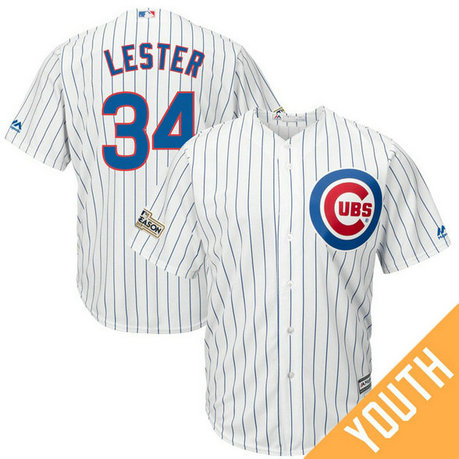 YOUTH Jon Lester #34 Chicago Cubs 2017 Postseason White Cool Base Jersey YOUTH Jon Lester #34 Chicago Cubs 2017 Postseason White Cool Base Jersey