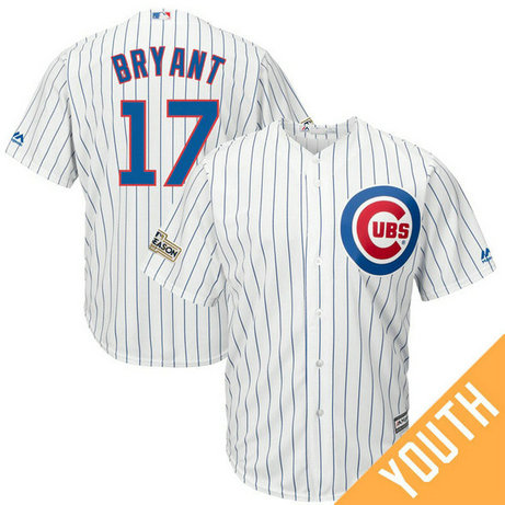 YOUTH Kris Bryant #17 Chicago Cubs 2017 Postseason White Cool Base Jersey YOUTH Kris Bryant #17 Chicago Cubs 2017 Postseason White Cool Base Jersey