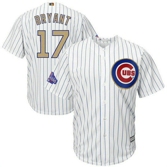 YOUTH Chicago Cubs #17 Kris Bryant Replica 2017 Gold Program Fashion White Cool Base Jersey YOUTH Chicago Cubs #17 Kris Bryant Replica 2017 Gold Program Fashion White Cool Base Jersey