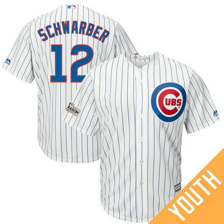 YOUTH Kyle Schwarber #12 Chicago Cubs 2017 Postseason White Cool Base Jersey YOUTH Kyle Schwarber #12 Chicago Cubs 2017 Postseason White Cool Base Jersey