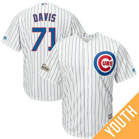 YOUTH Wade Davis #71 Chicago Cubs 2017 Postseason White Cool Base Jersey