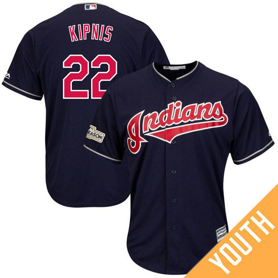 YOUTH Jason Kipnis #22 Cleveland Indians 2017 Postseason Navy Cool Base Jersey