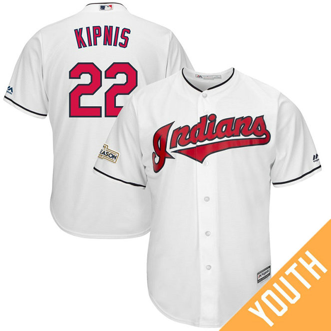 YOUTH Jason Kipnis #22 Cleveland Indians 2017 Postseason White Cool Base Jersey YOUTH Jason Kipnis #22 Cleveland Indians 2017 Postseason White Cool Base Jersey