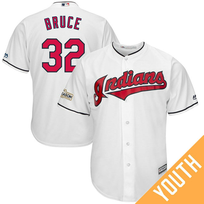 YOUTH Jay Bruce #32 Cleveland Indians 2017 Postseason White Cool Base Jersey YOUTH Jay Bruce #32 Cleveland Indians 2017 Postseason White Cool Base Jersey