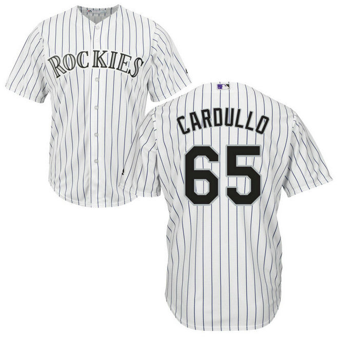 YOUTH Colorado Rockies #65 Stephen Cardullo Home White Cool Base Jersey
