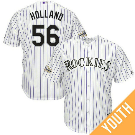 YOUTH Greg Holland #56 Colorado Rockies 2017 Postseason White Cool Base Jersey YOUTH Greg Holland #56 Colorado Rockies 2017 Postseason White Cool Base Jersey
