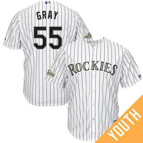 YOUTH Jon Grey #55 Colorado Rockies 2017 Postseason White Cool Base Jersey