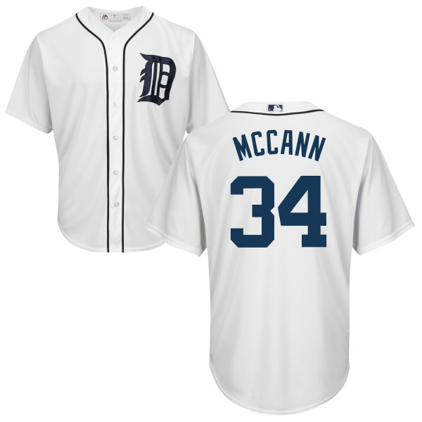 YOUTH Detroit Tigers James Mccann #34 White Authentic Cool base Jersey
