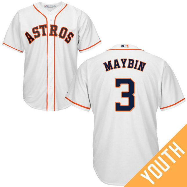 YOUTH Houston Astros #3 Cameron Maybin Home White Cool Base Jersey YOUTH Houston Astros #3 Cameron Maybin Home White Cool Base Jersey