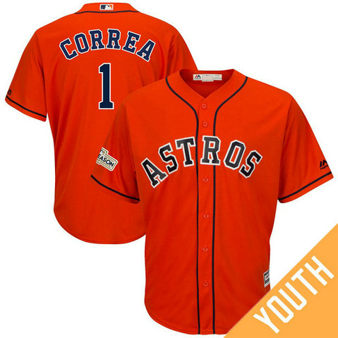 YOUTH Carlos Correa #1 Houston Astros 2017 Postseason Orange Cool Base Jersey YOUTH Carlos Correa #1 Houston Astros 2017 Postseason Orange Cool Base Jersey