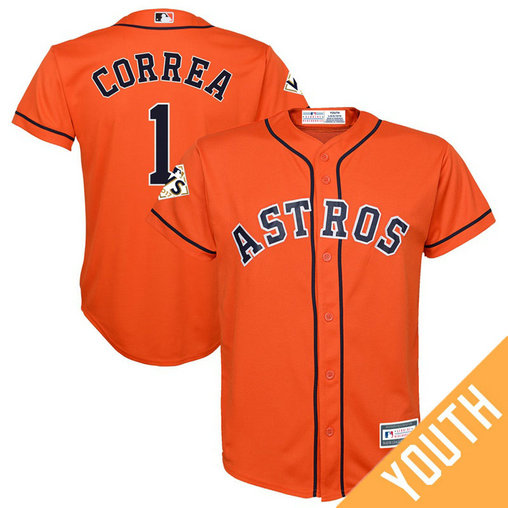 YOUTH Carlos Correa #1 Houston Astros 2017 World Series Bound Orange Cool Base Jersey YOUTH Carlos Correa #1 Houston Astros 2017 World Series Bound Orange Cool Base Jersey