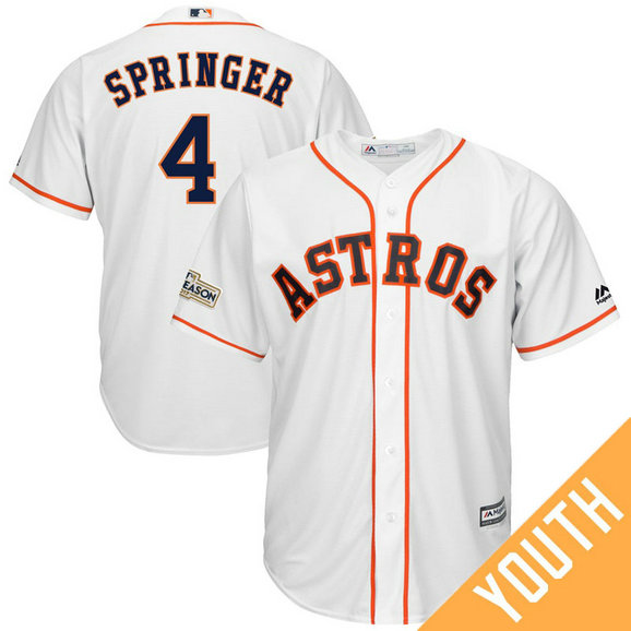 YOUTH George Springer #4 Houston Astros 2017 Postseason White Cool Base Jersey YOUTH George Springer #4 Houston Astros 2017 Postseason White Cool Base Jersey