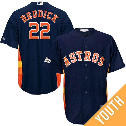 YOUTH Josh Reddick #22 Houston Astros 2017 Postseason Navy Cool Base Jersey