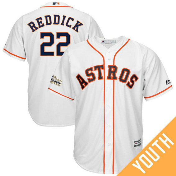 YOUTH Josh Reddick #22 Houston Astros 2017 Postseason White Cool Base Jersey