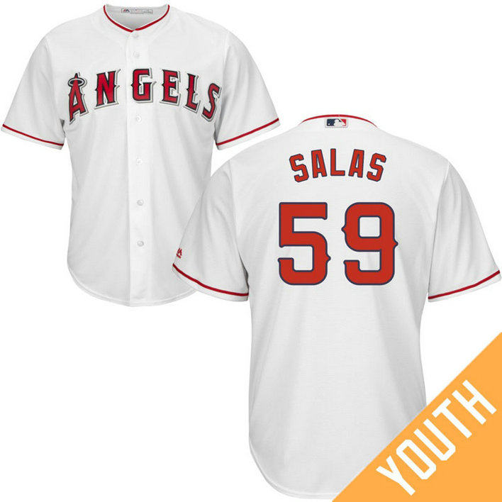 YOUTH Los Angeles Angels #59 Fernando Salas Home White Cool Base Jersey YOUTH Los Angeles Angels #59 Fernando Salas Home White Cool Base Jersey