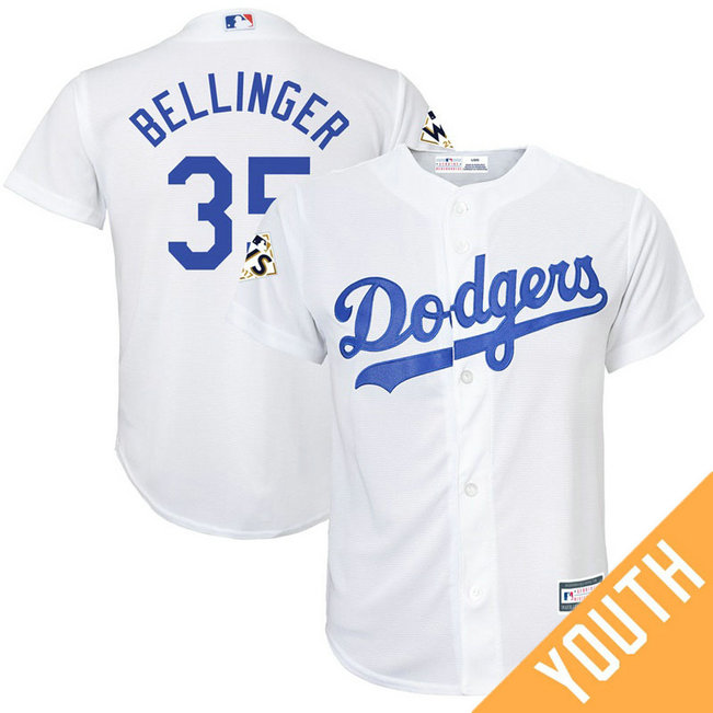 YOUTH Cody Bellinger #35 Los Angeles Dodgers 2017 World Series Bound White Cool Base Jersey YOUTH Cody Bellinger #35 Los Angeles Dodgers 2017 World Series Bound White Cool Base Jersey