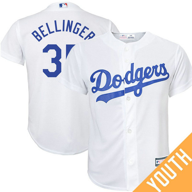 YOUTH Cody Bellinger #35 Los Angeles Dodgers Replica White Cool Base Jersey YOUTH Cody Bellinger #35 Los Angeles Dodgers Replica White Cool Base Jersey