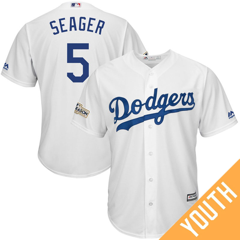 YOUTH Corey Seager #5 Los Angeles Dodgers 2017 Postseason White Cool Base Jersey YOUTH Corey Seager #5 Los Angeles Dodgers 2017 Postseason White Cool Base Jersey