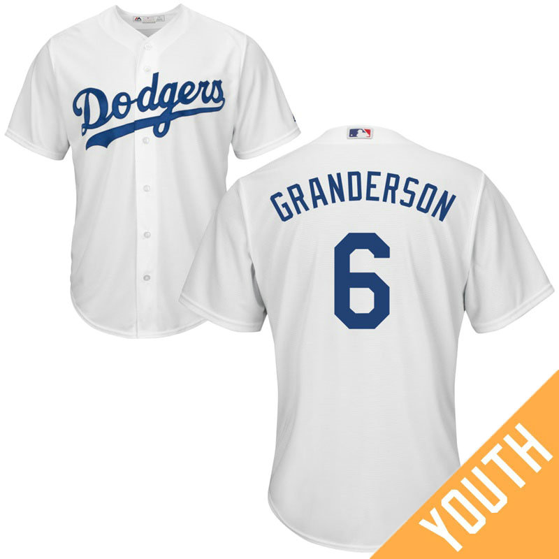 YOUTH Los Angeles Dodgers #6 Curtis Granderson Home White Cool Base Jersey