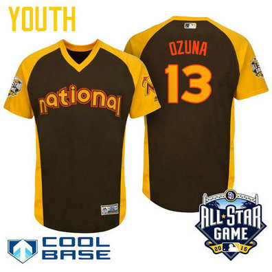 YOUTH 2016 All-Star National Miami Marlins Marcell Ozuna #13 Brown Cool Base Jersey
