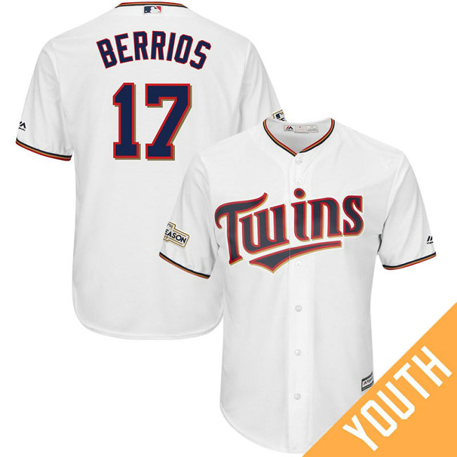 YOUTH Jose Berrios #17 Minnesota Twins 2017 Postseason White Cool Base Jersey YOUTH Jose Berrios #17 Minnesota Twins 2017 Postseason White Cool Base Jersey
