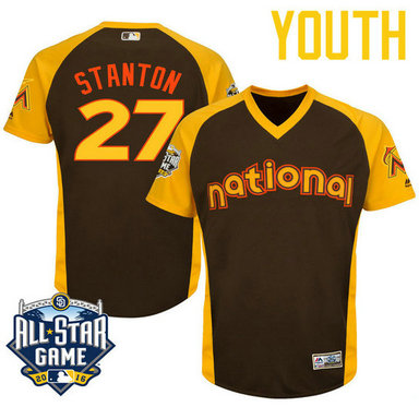 YOUTH 2016 All-Star National Miami Marlins Giancarlo Stanton #27 Brown Cool Base Jersey