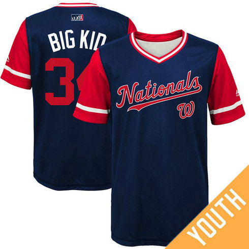 YOUTH Washington Nationals Bryce Harper #34 Big Kid Navy Nickname 2017 Little League Players Weekend Jersey YOUTH Washington Nationals Bryce Harper #34 Big Kid Navy Nickname 2017 Little League Players Weekend Jersey