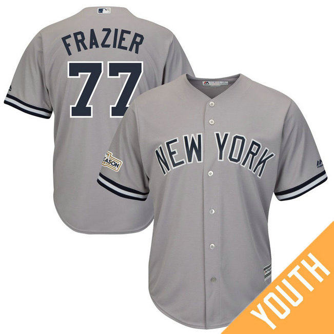 YOUTH Clint Frazier #77 New York Yankees 2017 Postseason Grey Cool Base Jersey
