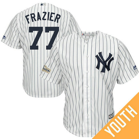 YOUTH Clint Frazier #77 New York Yankees 2017 Postseason White Cool Base Jersey