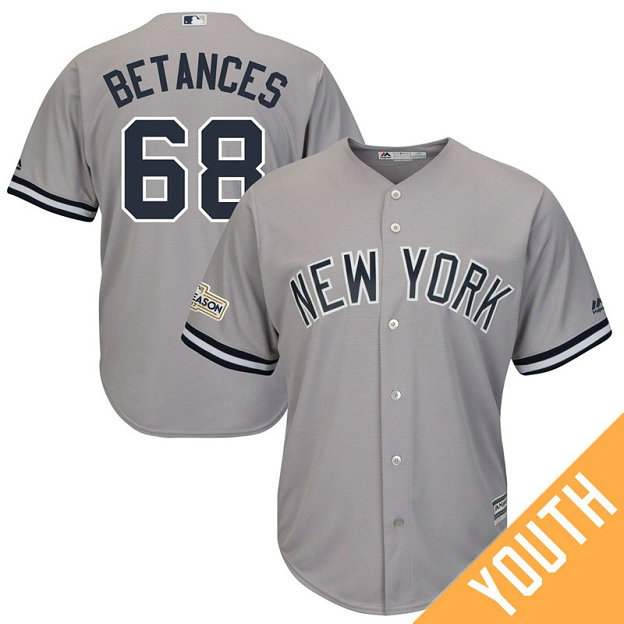 YOUTH Dellin Betances #68 New York Yankees 2017 Postseason Grey Cool Base Jersey