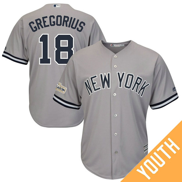 YOUTH Didi Gregorious #18 New York Yankees 2017 Postseason Grey Cool Base Jersey YOUTH Didi Gregorious #18 New York Yankees 2017 Postseason Grey Cool Base Jersey