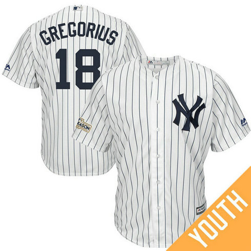 YOUTH Didi Gregorious #18 New York Yankees 2017 Postseason White Cool Base Jersey YOUTH Didi Gregorious #18 New York Yankees 2017 Postseason White Cool Base Jersey