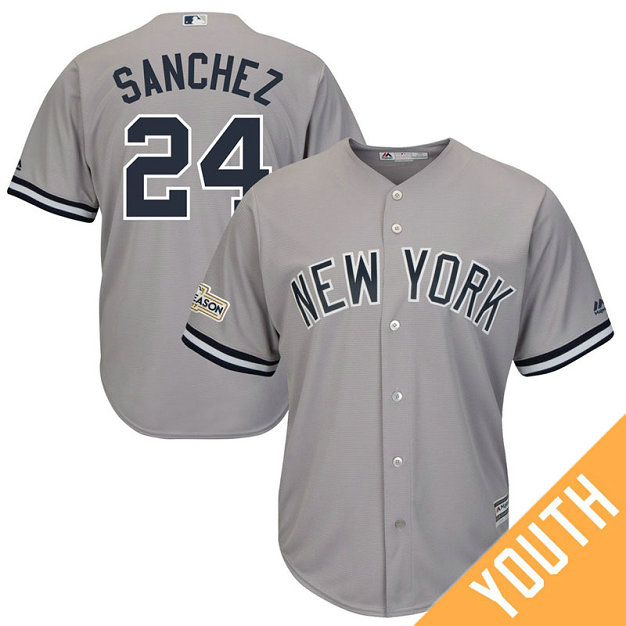 YOUTH Gary Sanchez #24 New York Yankees 2017 Postseason Grey Cool Base Jersey YOUTH Gary Sanchez #24 New York Yankees 2017 Postseason Grey Cool Base Jersey