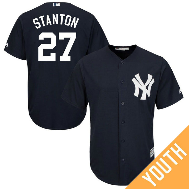 YOUTH New York Yankees #27 Giancarlo Stanton Replica Alternate Navy Cool Base Jersey