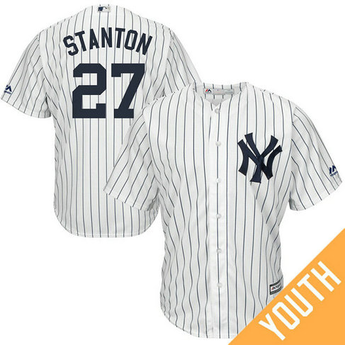 YOUTH New York Yankees #27 Giancarlo Stanton Replica Home White Cool Base Jersey