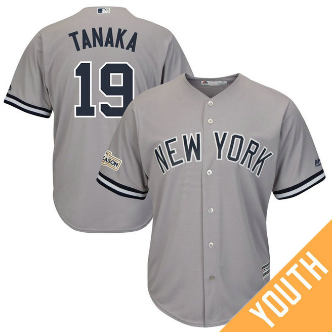 YOUTH Masahiro Tanaka #19 New York Yankees 2017 Postseason Grey Cool Base Jersey YOUTH Masahiro Tanaka #19 New York Yankees 2017 Postseason Grey Cool Base Jersey